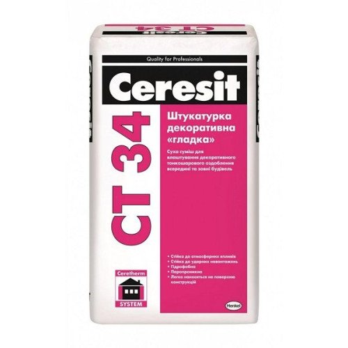 Ceresit CT-34 Штукатурка декоративная гладкая 25 кг