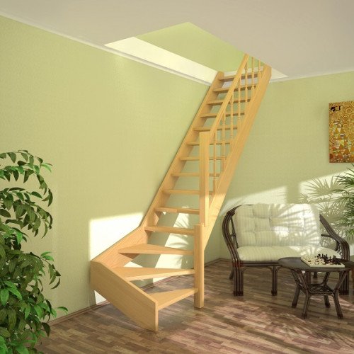 Деревянная лестница Dolle Normandie с забежными ступенями