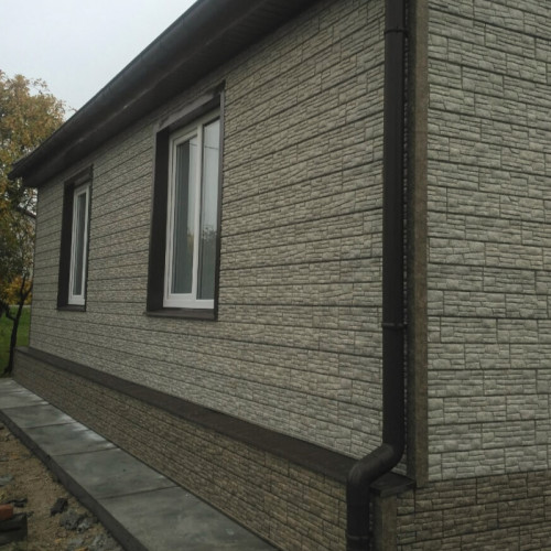 Сайдинг вініловий Ю-Пласт Stone House Сланець Світло-Сірий подвійний замок