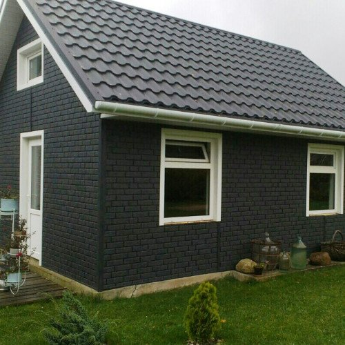 Сайдинг виниловый Ю-Пласт Stone House Кирпич Графит двойной замок