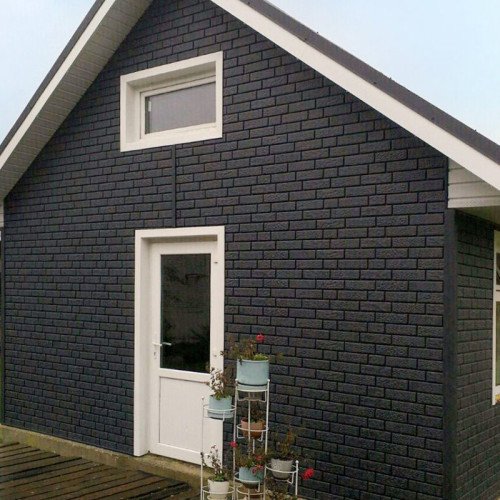 Сайдинг виниловый Ю-Пласт Stone House Кирпич Графит двойной замок