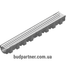 Канал HAURATON TOP Х (119 х 89 х 1000) из PР-PЕ (чёрный) с оцинкованной решеткой
