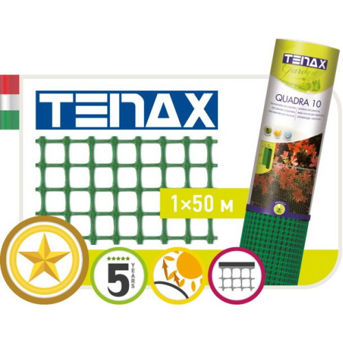 Сетка полимерная Tenax "Квадра 10" зеленая (1х50м)