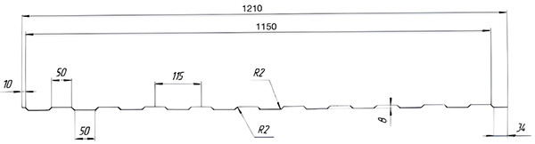 розміри профнастилу ПС-8 поліестер (Україна)