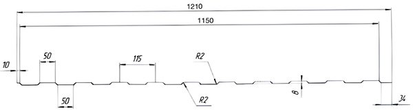 размеры Профнастила ПС-8 Полиэстер (Корея