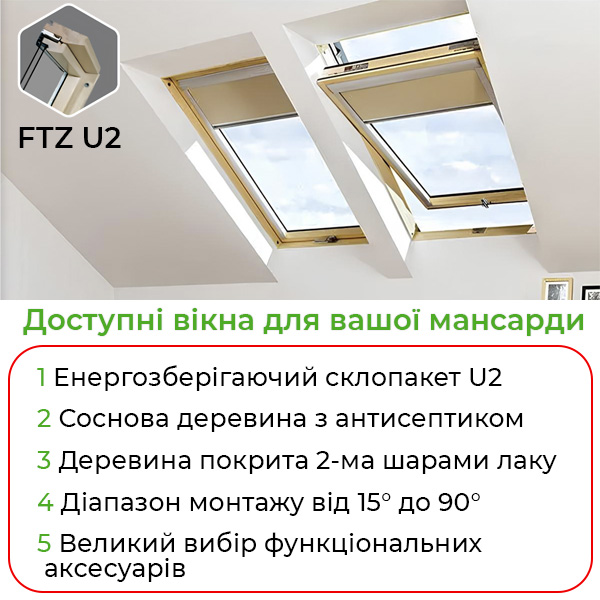 Надійні обертальні мансардні вікна Fakro FTZ U2
