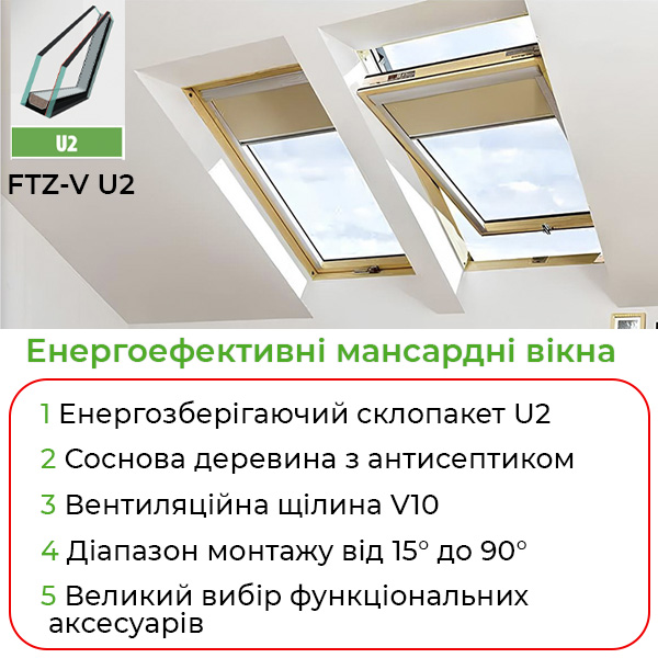 Надійні поворотні мансардні вікна Fakro FTZ-V U2
