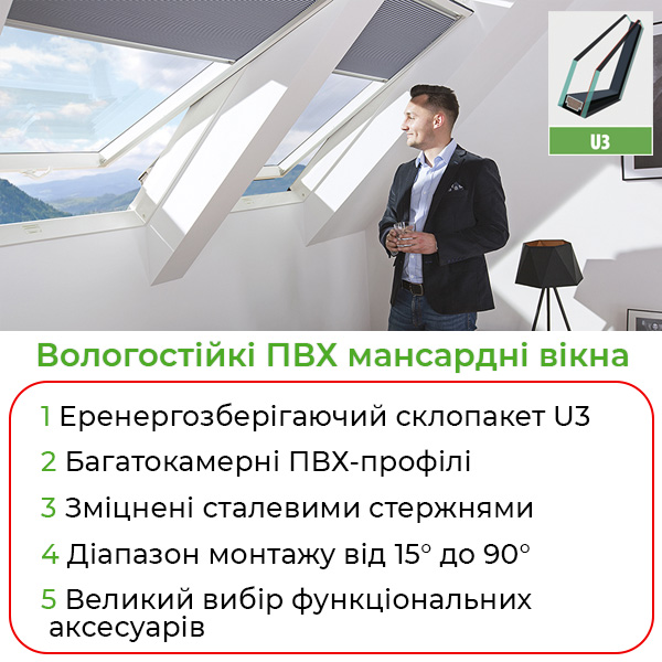 Металопрластикові мансардні вологостійкі вікна FAKRO PTP-V U3