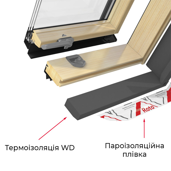 Термоизоляция WD в двухкамерных мансардных оконах Roto